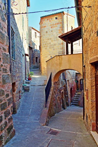 view of the historic center of the village of Sorano in Tuscany, Grosseto, Italy
