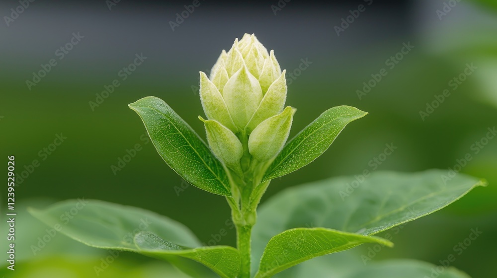 Close-up of a pale green flower bud, garden, spring growth Close-up of a pale green flower bud, garden, spring growth