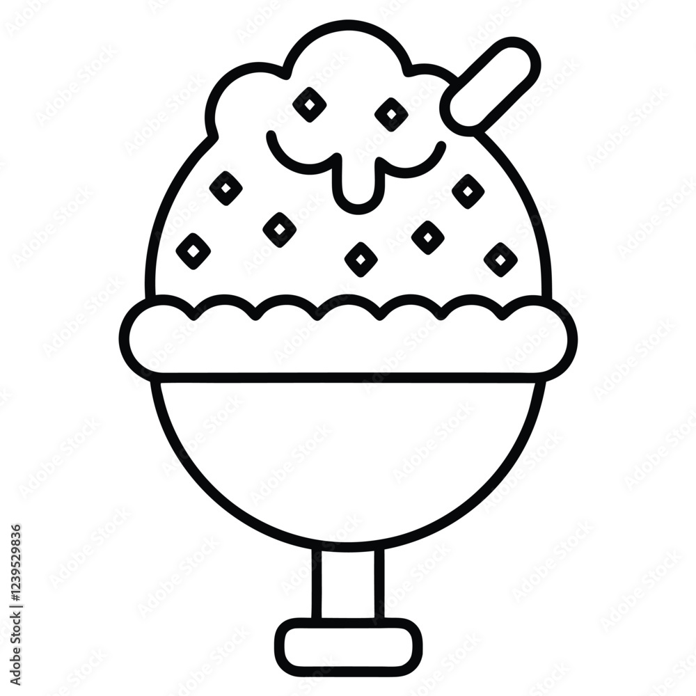 Ice cream funny vector line art illustration Ice cream funny vector line art illustration