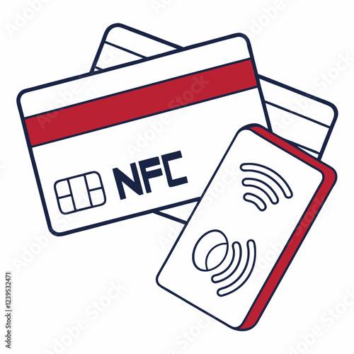 Credit card icon with NFC contactless payment symbol
