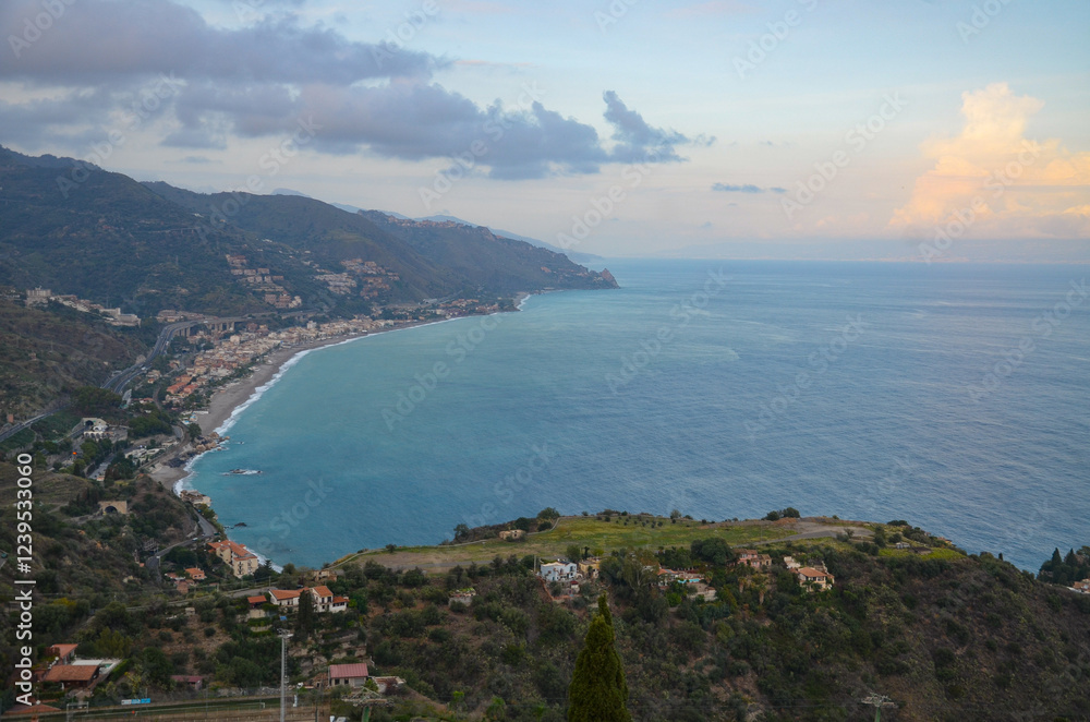 view of Taormina from the viewpoint Ancient Theatre view of Taormina from the viewpoint Ancient Theatre