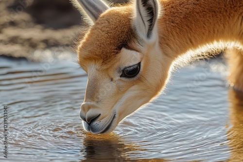 Vicuña drinking at Laguna Colorada Eduardo Avaroa National Reserve Bolivia photo