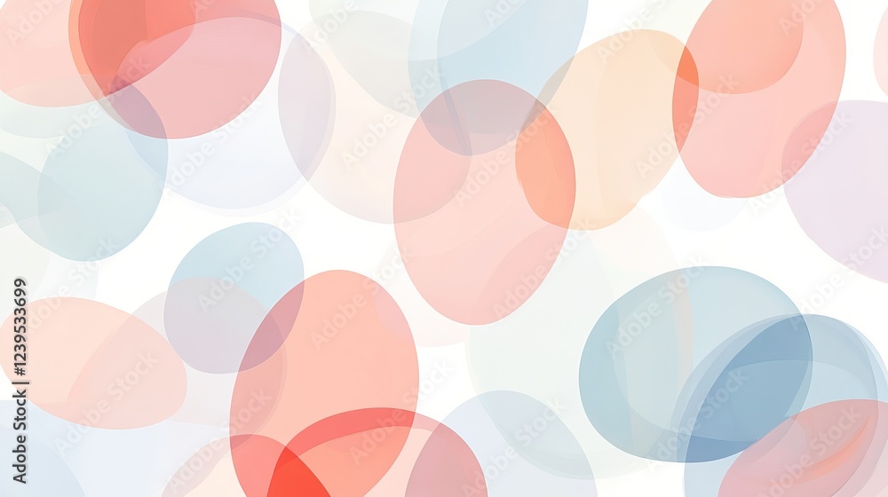 A modern abstract geometric seamless pattern transparent layered ovals and rounded shapes. By multicolored sea pebbles and the seabed, it incorporates calming pastel tones with a natural organic feel A modern abstract geometric seamless pattern transparent layered ovals and rounded shapes. By multicolored sea pebbles and the seabed, it incorporates calming pastel tones with a natural organic feel