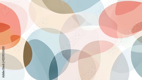 Wallpaper Mural A modern abstract geometric seamless pattern transparent layered ovals and rounded shapes. By multicolored sea pebbles and the seabed, it incorporates calming pastel tones with a natural organic feel Torontodigital.ca