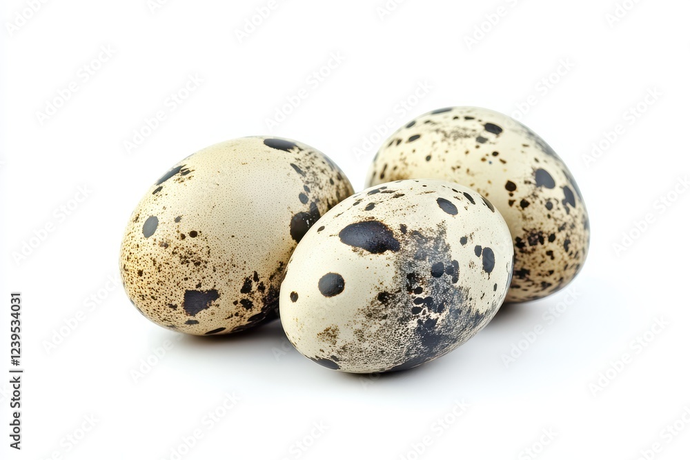 White background with isolated quail eggs White background with isolated quail eggs