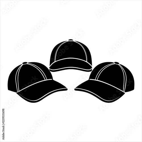 stylish cap icon set  drawing silhouette white background