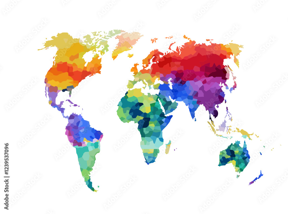 Fototapeta premium World map colorful. hand drawn. Not AI, Vector illustration