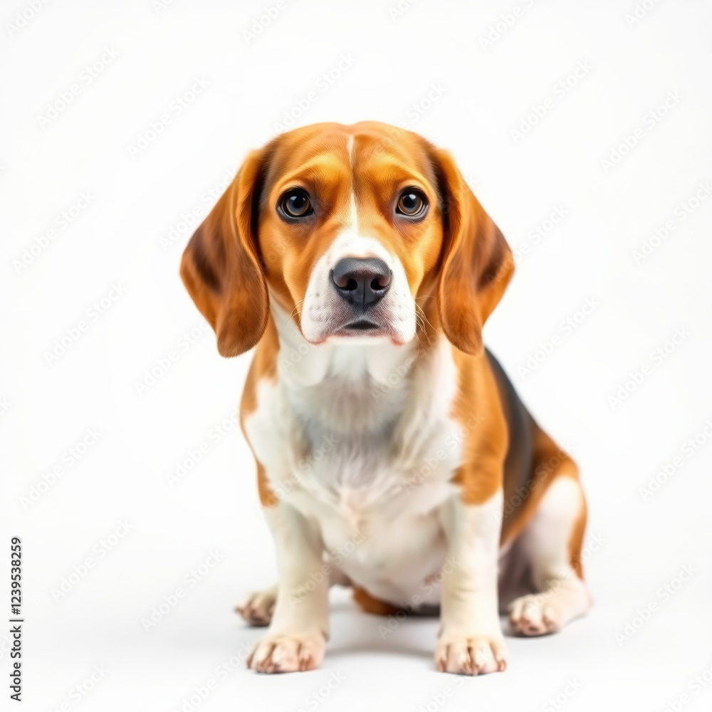 Adorable Beagle Sitting on White Background Adorable Beagle Sitting on White Background