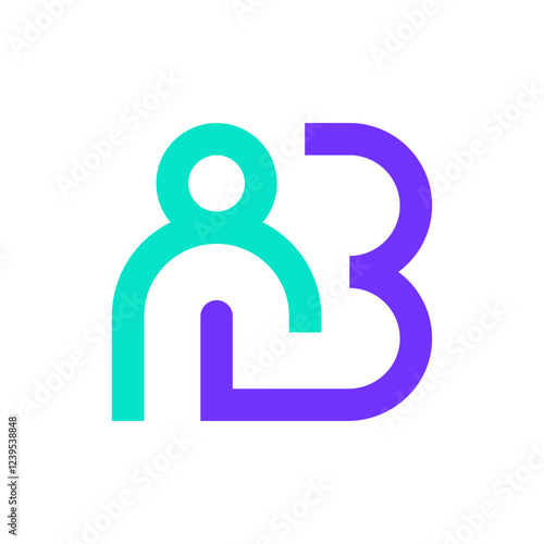 Letter B people simple modern logo design