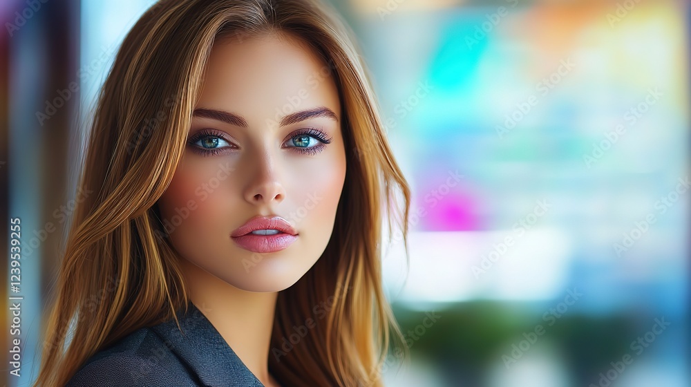 pretty businesswoman confident look at modern office building pretty businesswoman confident look at modern office building