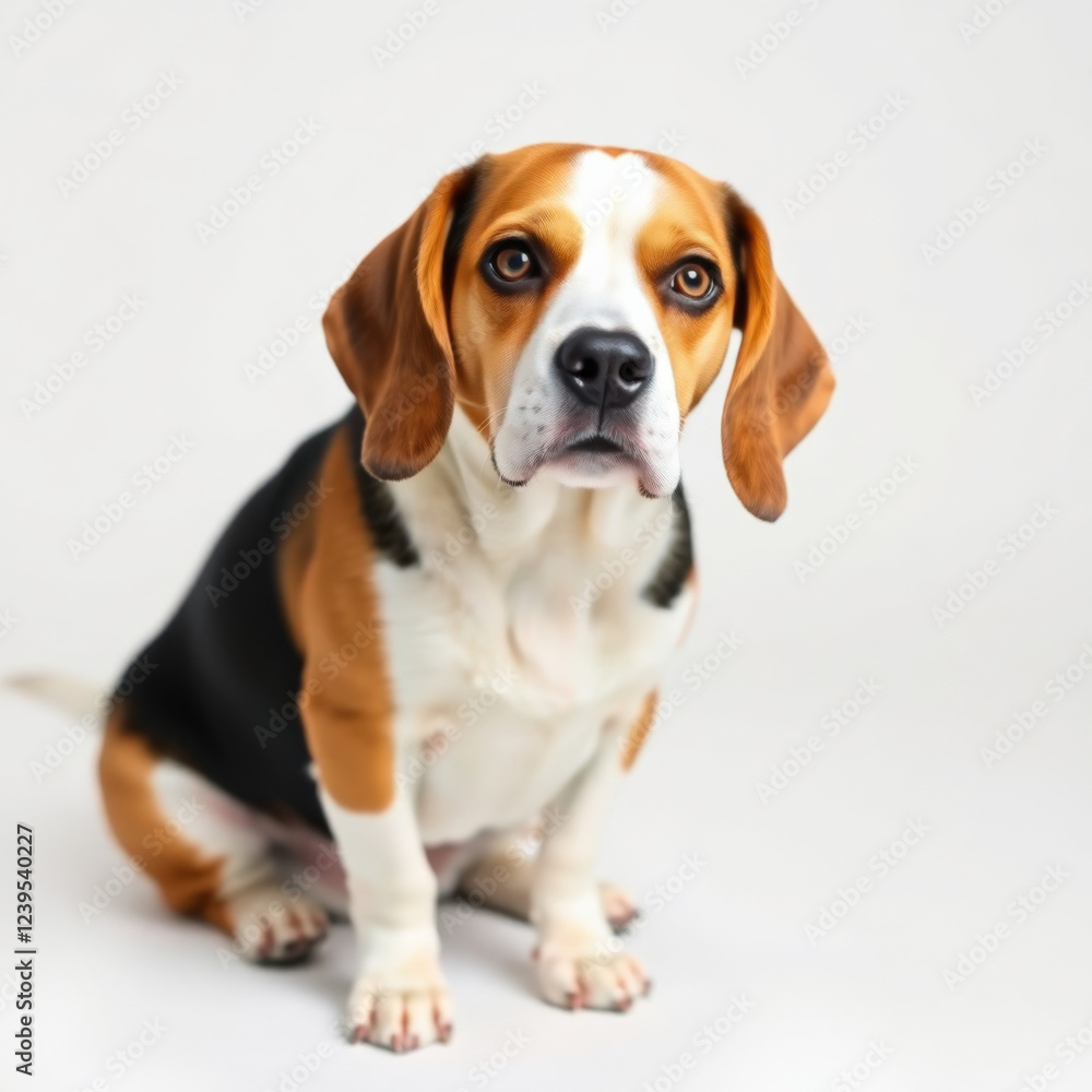 Adorable Beagle Sitting on White Background Adorable Beagle Sitting on White Background