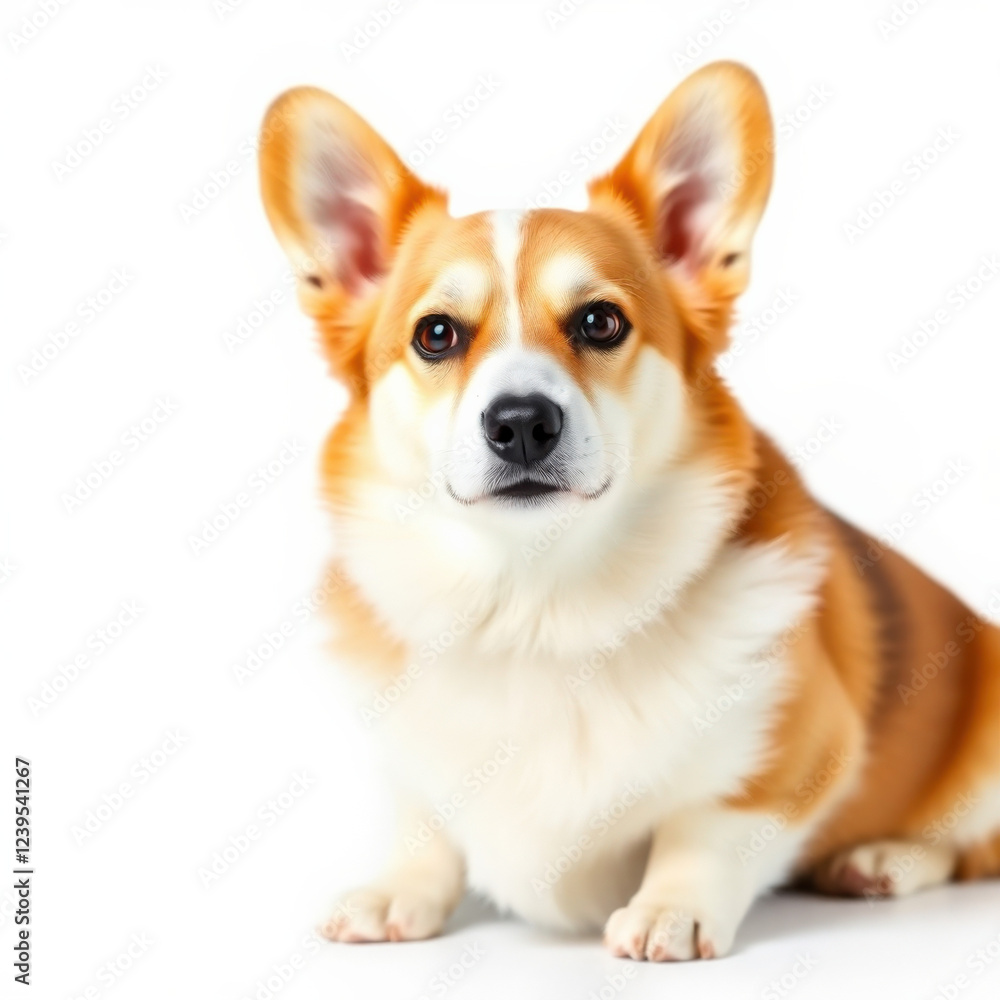 Adorable Corgi Sitting on White Background Adorable Corgi Sitting on White Background