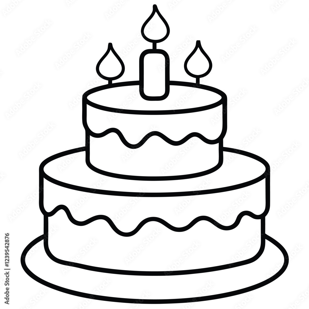 Birthday cake vector line art illustration Birthday cake vector line art illustration