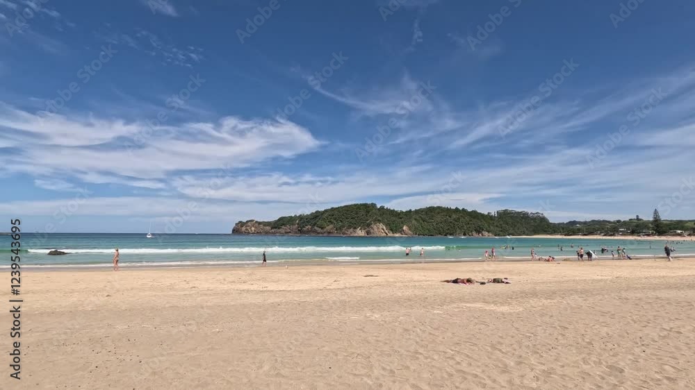 Matapouri Bay Beach New Zealand Pan Left Matapouri Bay Beach New Zealand Pan Left