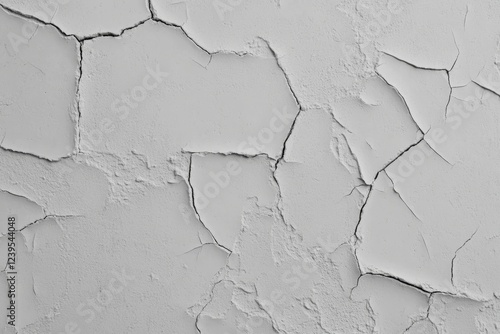 Cracked white plaster wall texture with detailed lines and patterns photo