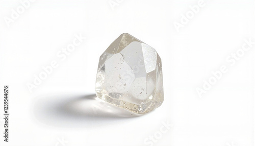 Clear quartz crystal on white background photo