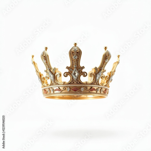Ornate Gold Crown on White Background
