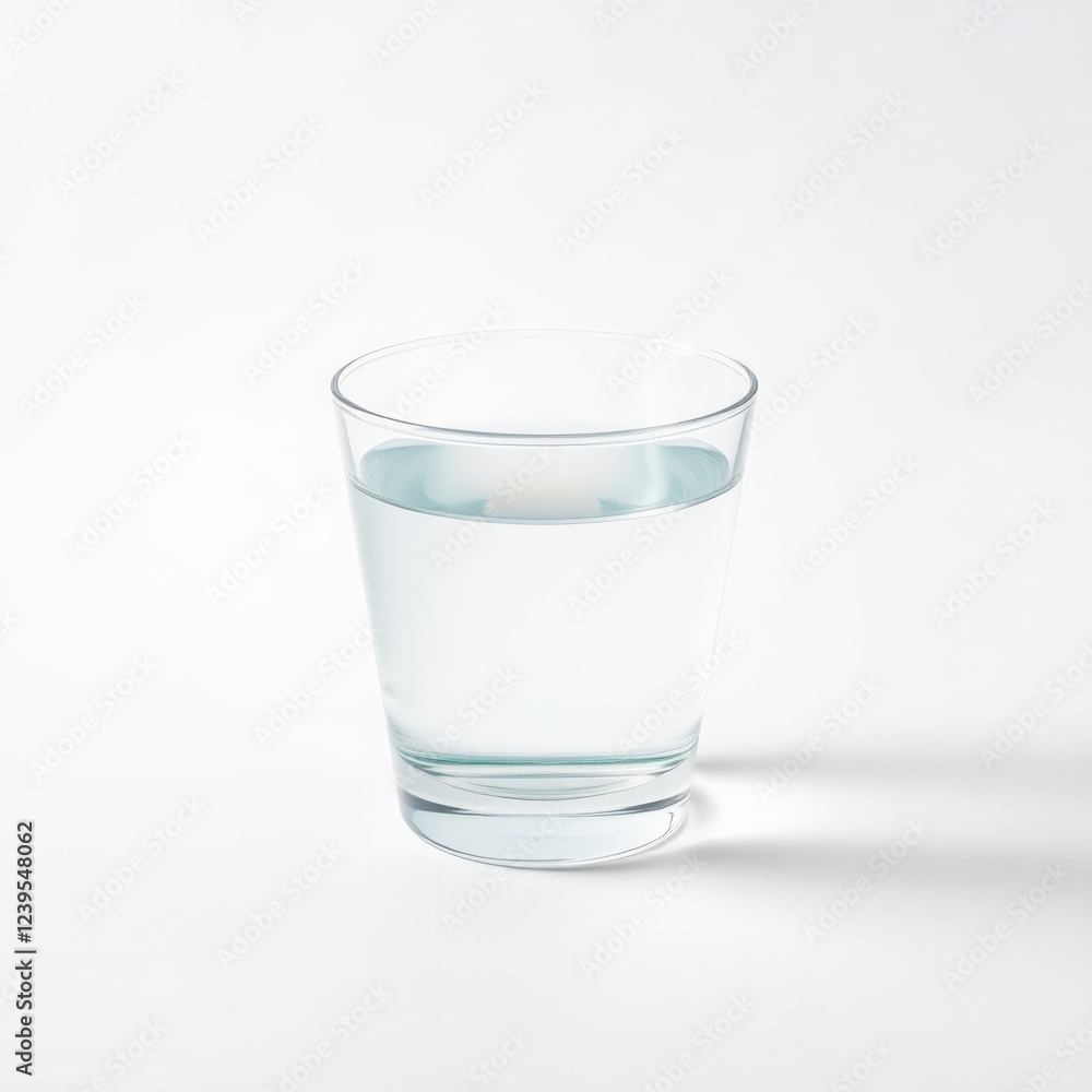 Crystal Clear Hydration, A clean Glass of water on white Background Crystal Clear Hydration, A clean Glass of water on white Background