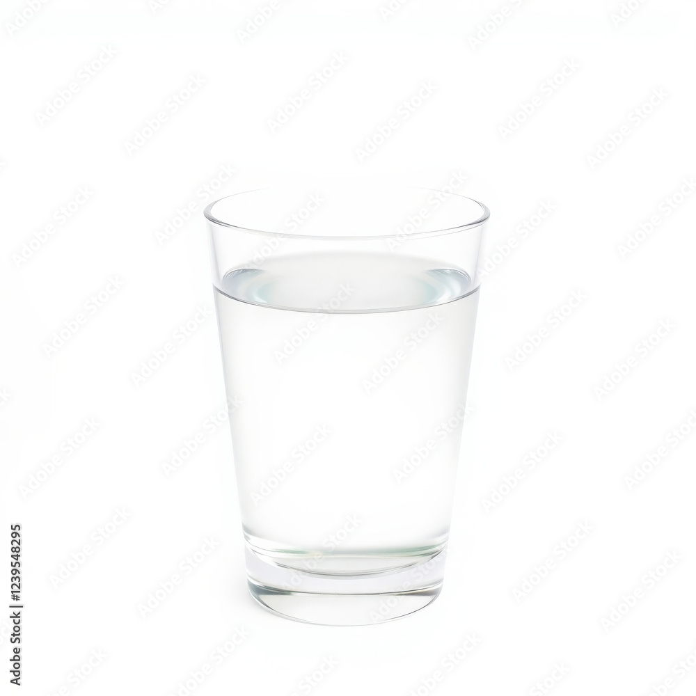 Crystal Clear Hydration, A clean Glass of water on white Background Crystal Clear Hydration, A clean Glass of water on white Background