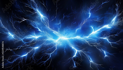 blue lightning impact isolated with black background