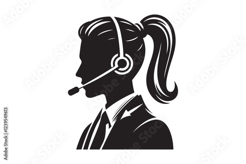 call center agent in profile view silhouette logo