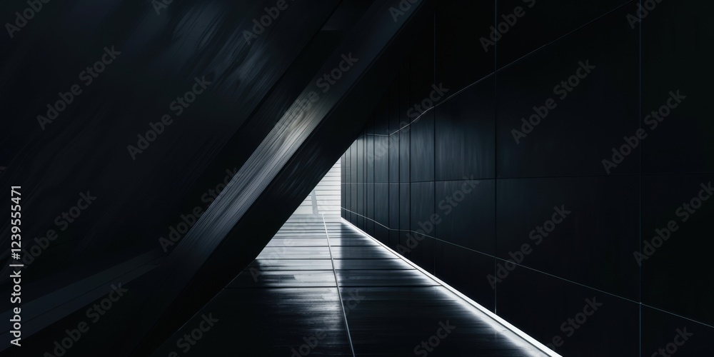 Obraz premium A pure and sophisticated minimalist layout against a solid black background, Centralized subtle intersecting lines and light gradients, Contemporary minimalist style