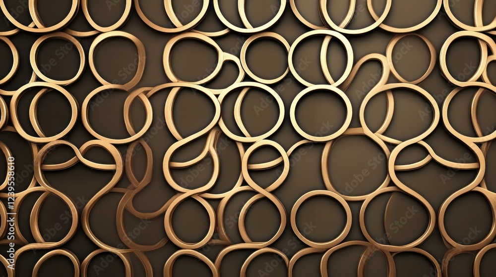 Golden Intertwined Rings Pattern on a Dark Background for Decorative Use Golden Intertwined Rings Pattern on a Dark Background for Decorative Use