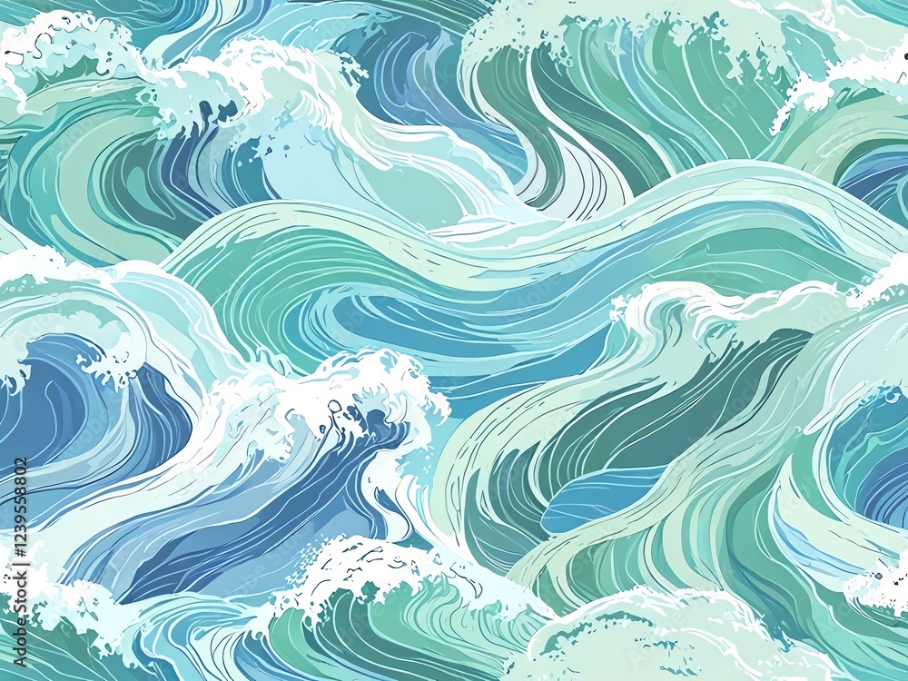 Ocean Waves Abstract Art: A Teal and Blue Masterpiece Ocean Waves Abstract Art: A Teal and Blue Masterpiece
