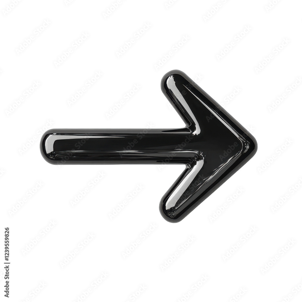 Black glossy arrow pointing right on a white isolated background. Black glossy arrow pointing right on a white isolated background.