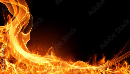 abstract fireplace flame background in banner shape space with blank copyspace