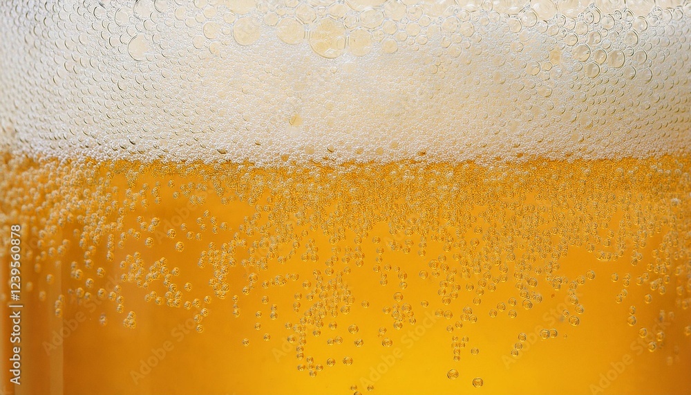 黄金色のビールと泡の美しいクローズアップ - 炭酸ガスの気泡が上昇する瞬間 黄金色のビールと泡の美しいクローズアップ - 炭酸ガスの気泡が上昇する瞬間