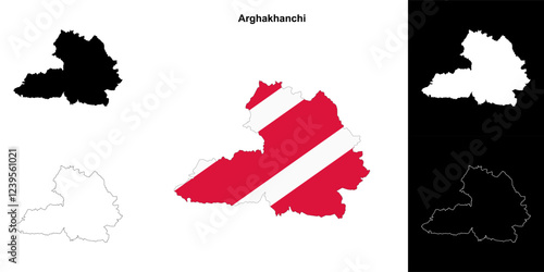 Arghakhanchi district blank outline map set
