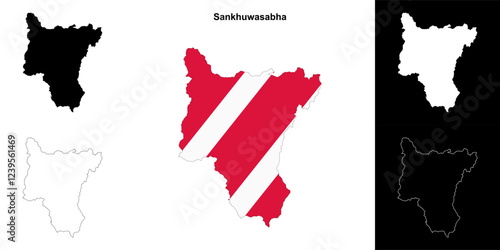 Sankhuwasabha district blank outline map set