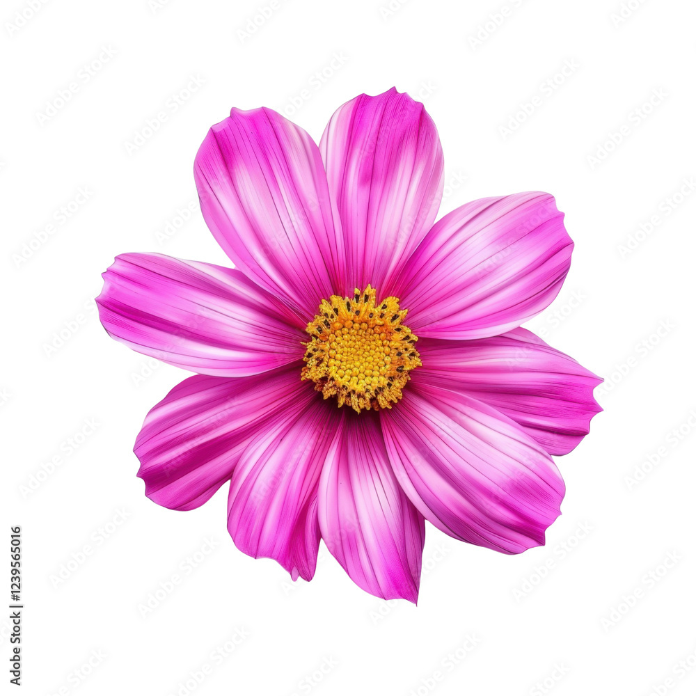 vibrant pink flower with delicate petals and yellow center, showcasing natural beauty and elegance. Perfect for floral designs and nature themes