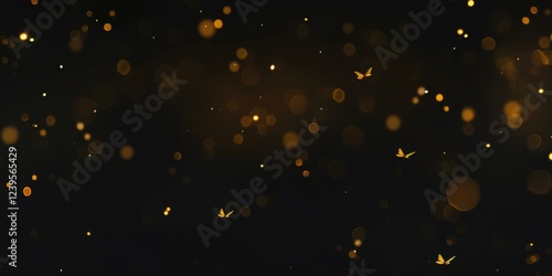 A pure black background featuring subtle, minimalist firefly glows, Random and sparkling layout