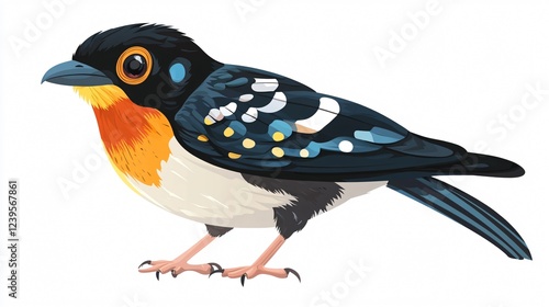 Flat Vector Illustration of a Banded Cotinga Bird Centered on a White Background for Nature and Wildlife Concepts photo