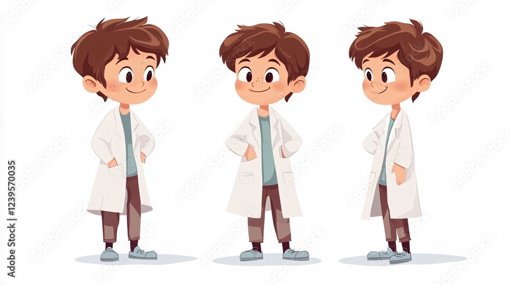 Image of a Young Boy Wearing a Lab Coat on a White Background: Perfect for Educational and Medical Concepts Image of a Young Boy Wearing a Lab Coat on a White Background: Perfect for Educational and Medical Concepts
