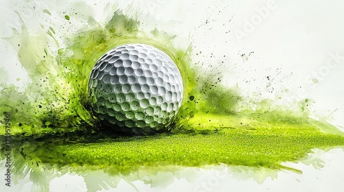 Golf Ball Landing on Green Abstract Artwork