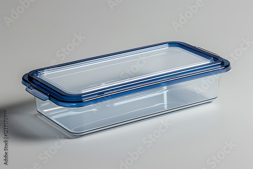 food storage container, a xxmm transparent plastic food container with a blue lid holds liters photo