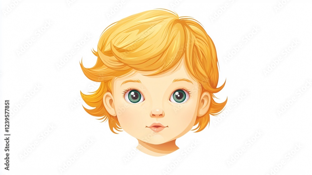 Portrait of a Cute Baby Child with Yellow Hairs Isolated on White Background Portrait of a Cute Baby Child with Yellow Hairs Isolated on White Background
