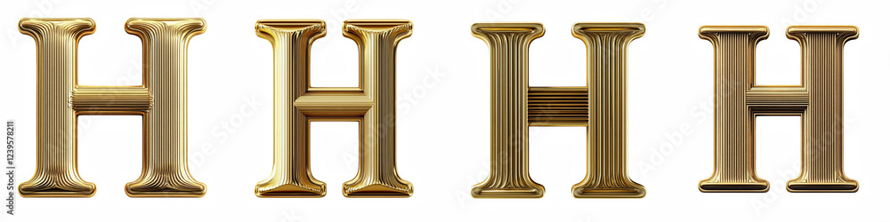 Alphabet H, made of Gold Block with engraved lines, Logo design, letter, isolated on a transparent background Alphabet H, made of Gold Block with engraved lines, Logo design, letter, isolated on a transparent background