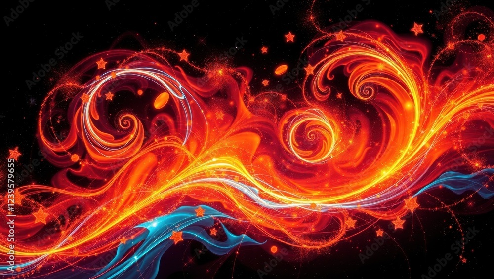 Bright swirls of color dancing against a dark backdrop create a mesmerizing visual symphony of light and warmth Bright swirls of color dancing against a dark backdrop create a mesmerizing visual symphony of light and warmth