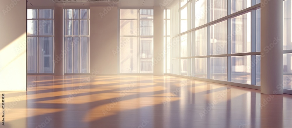 Obraz premium Sunlit Modern Room with City View