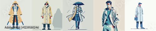 vector image of a man wearing a raincoat