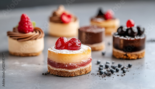 Wallpaper Mural Various delicious pastries on a gray table, closed Torontodigital.ca