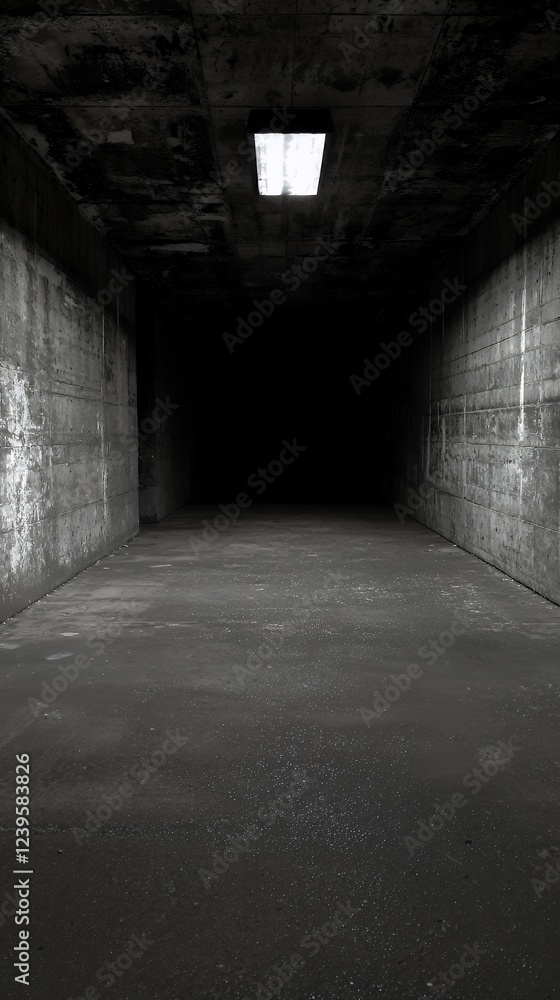 Fototapeta premium Dark Passage: A Monochromatic Exploration of Shadow and Light in an Urban Underpass