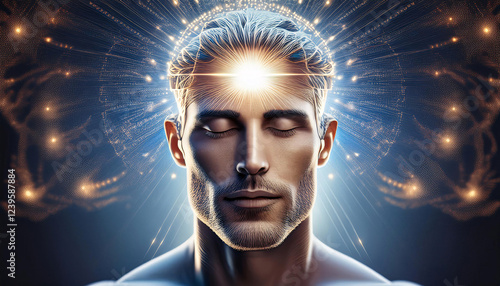 Male Third Eye Awakening (glowing forehead, universal insights, divine vision, spiritual