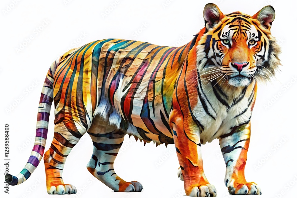 Fototapeta premium Abstract Newspaper Tiger Collage Art on Transparent Background