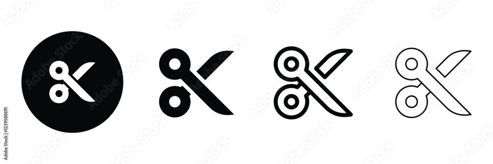 Set of crop clip cut icons collection. Scissor, Cutting, Editing, Trimming symbol. Vector Illustration. Set of crop clip cut icons collection. Scissor, Cutting, Editing, Trimming symbol. Vector Illustration.