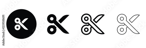 Set of crop clip cut icons collection. Scissor, Cutting, Editing, Trimming symbol. Vector Illustration.